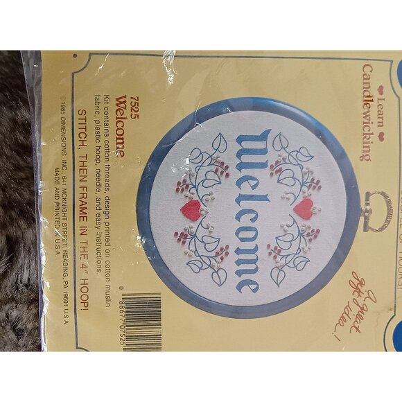 Stitchable Welcome Candlewicking Kit 7525  Kit Includes Threads Printed Cotton M - Picture 4 of 4